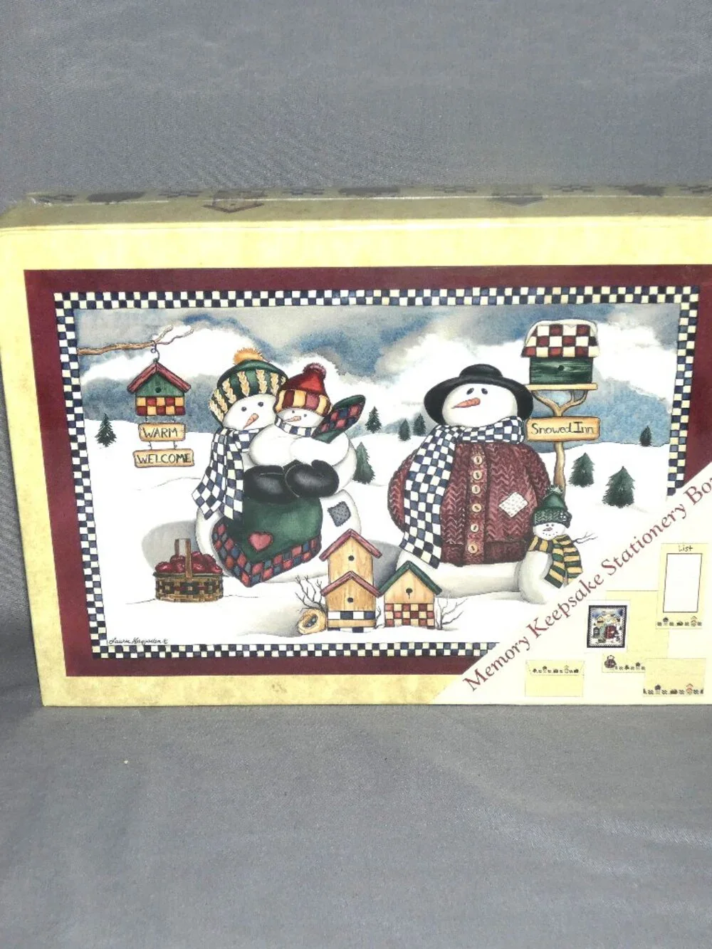 Vintage New Seasons Snowman Memory Keepsake Stationery Box New Unopened